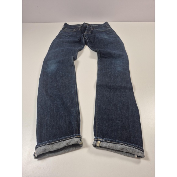 Tellason Selvedge Jeans Mens 33x35 Blue Raw Denim Straight Leg Button Fly USA